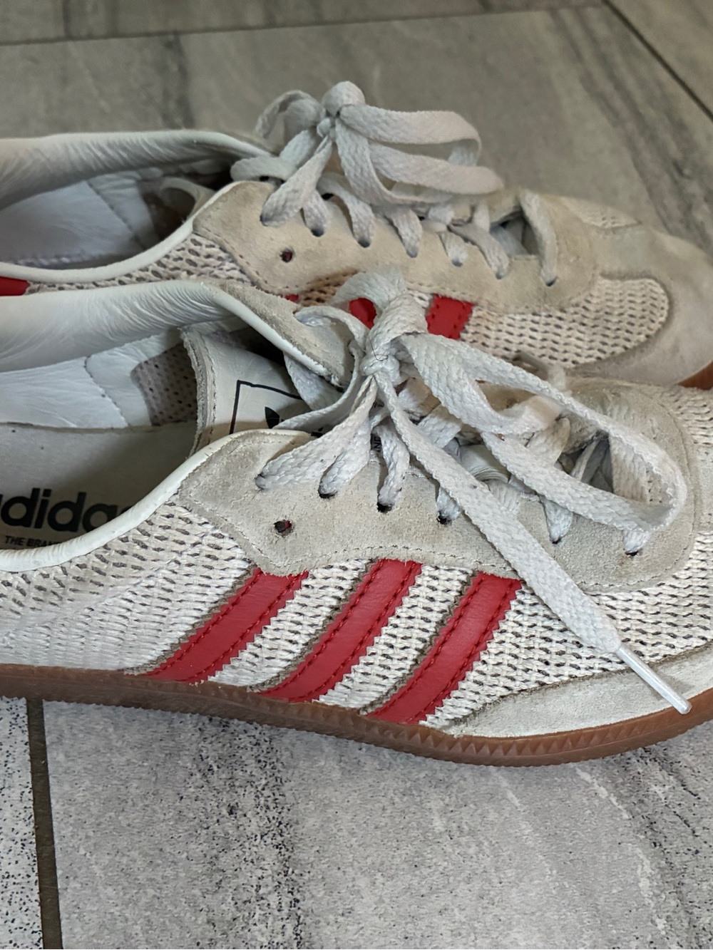 adidas Women Sneakers White with Red Stripes